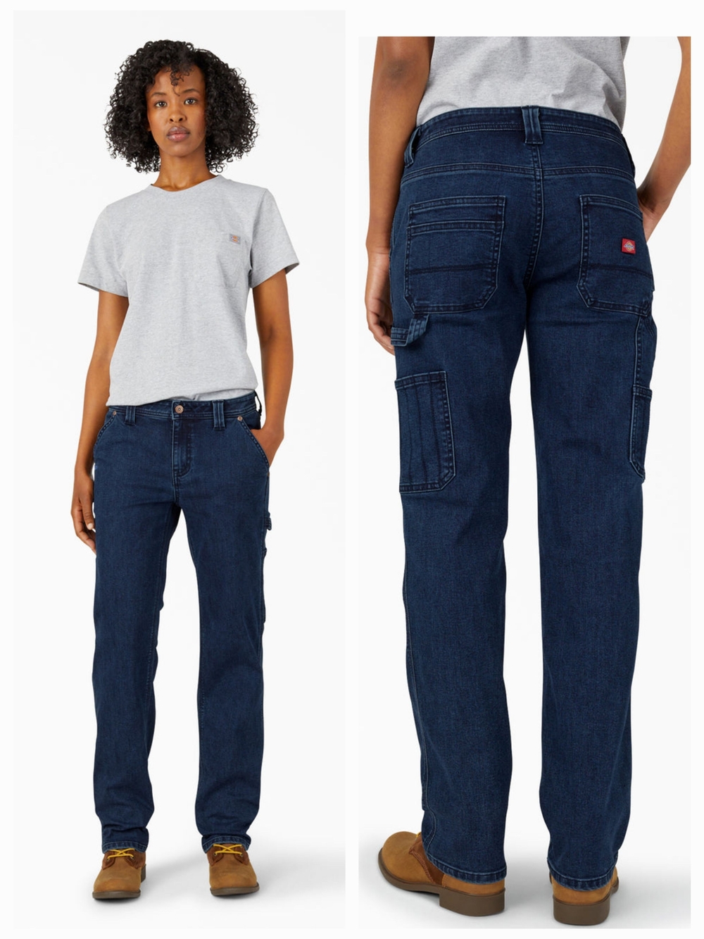 Dickies Women's FLEX Relaxed Carpenter Jeans dark Stoned Wash FD270DSW 90s Y2k